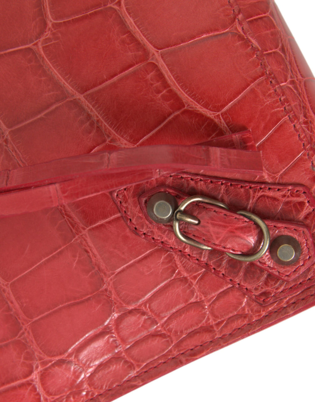 Balenciaga Bolsa Wristlet Clutch de Couro Exótico Vermelho Modelo Clássico