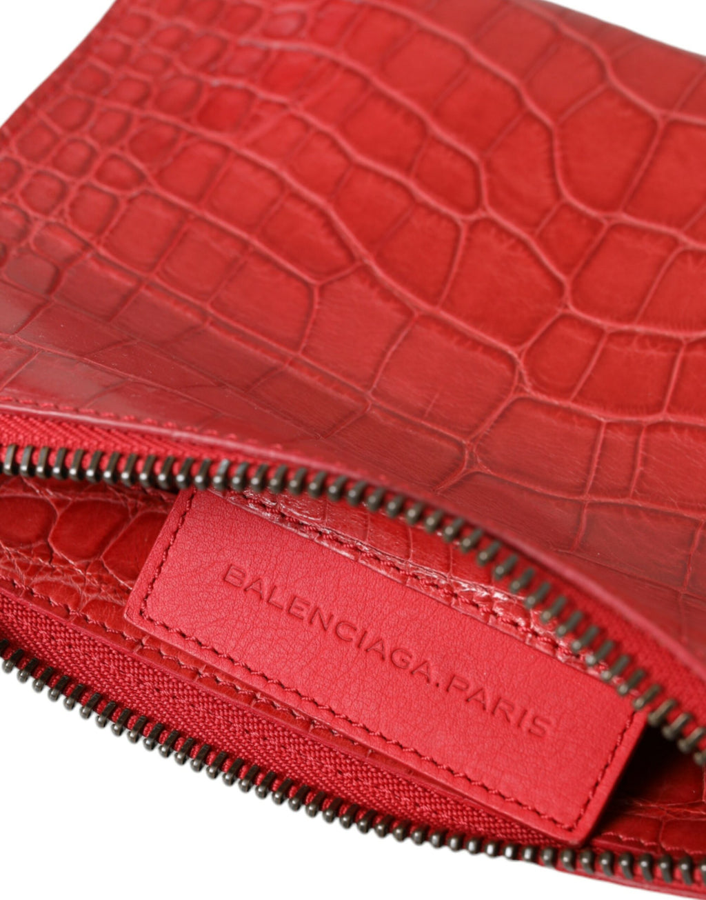 Balenciaga Bolsa Wristlet Clutch de Couro Exótico Vermelho Modelo Clássico