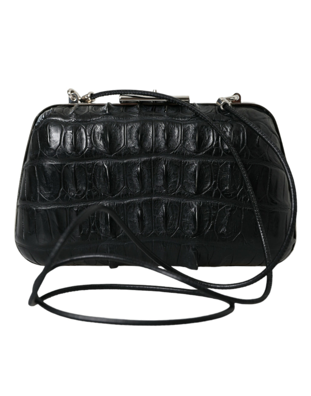 Balenciaga Bolsa Clutch de Ombro Transversal Box em Couro Exótico Preto