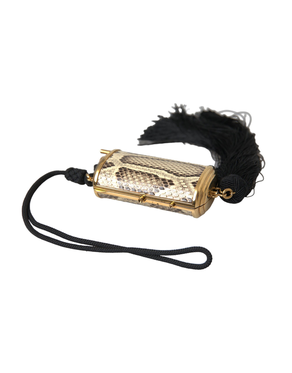 Bolsa Espelho de Mão Dolce & Gabbana Bege Couro Exótico com Tassel
