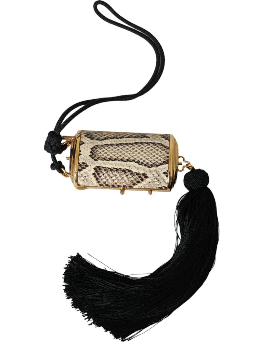 Bolsa Espelho de Mão Dolce & Gabbana Bege Couro Exótico com Tassel
