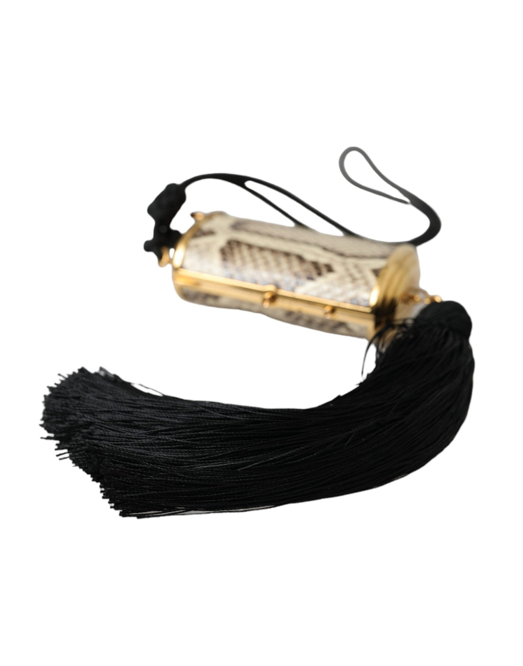 Bolsa Espelho de Mão Dolce & Gabbana Bege Couro Exótico com Tassel