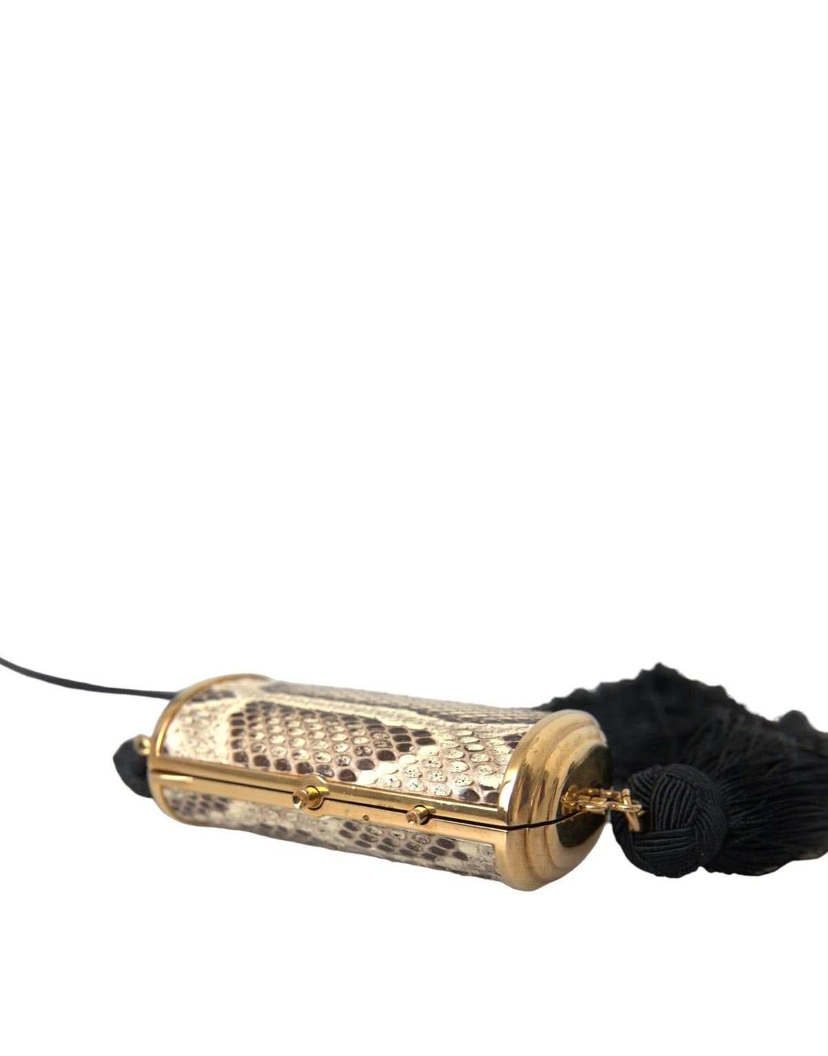 Bolsa Espelho de Mão Dolce & Gabbana Bege Couro Exótico com Tassel