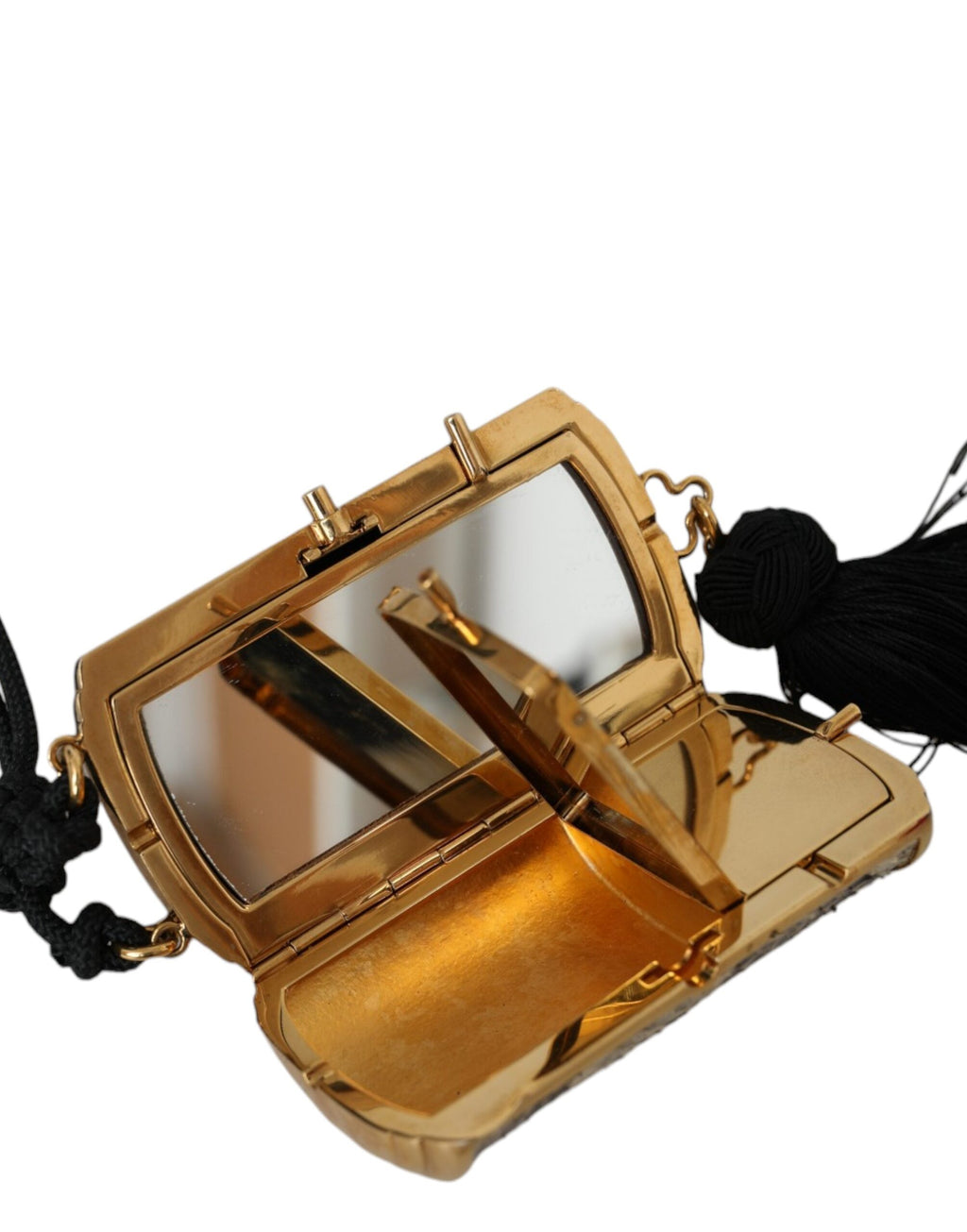 Bolsa Espelho de Mão Dolce & Gabbana Bege Couro Exótico com Tassel
