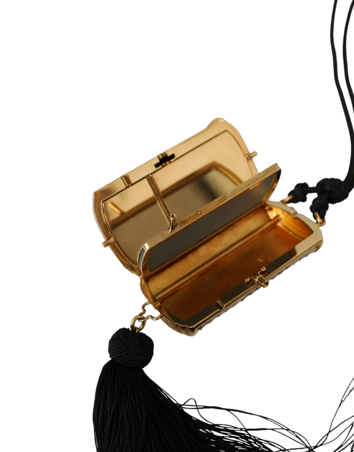 Bolsa Espelho de Mão Dolce & Gabbana Bege Couro Exótico com Tassel