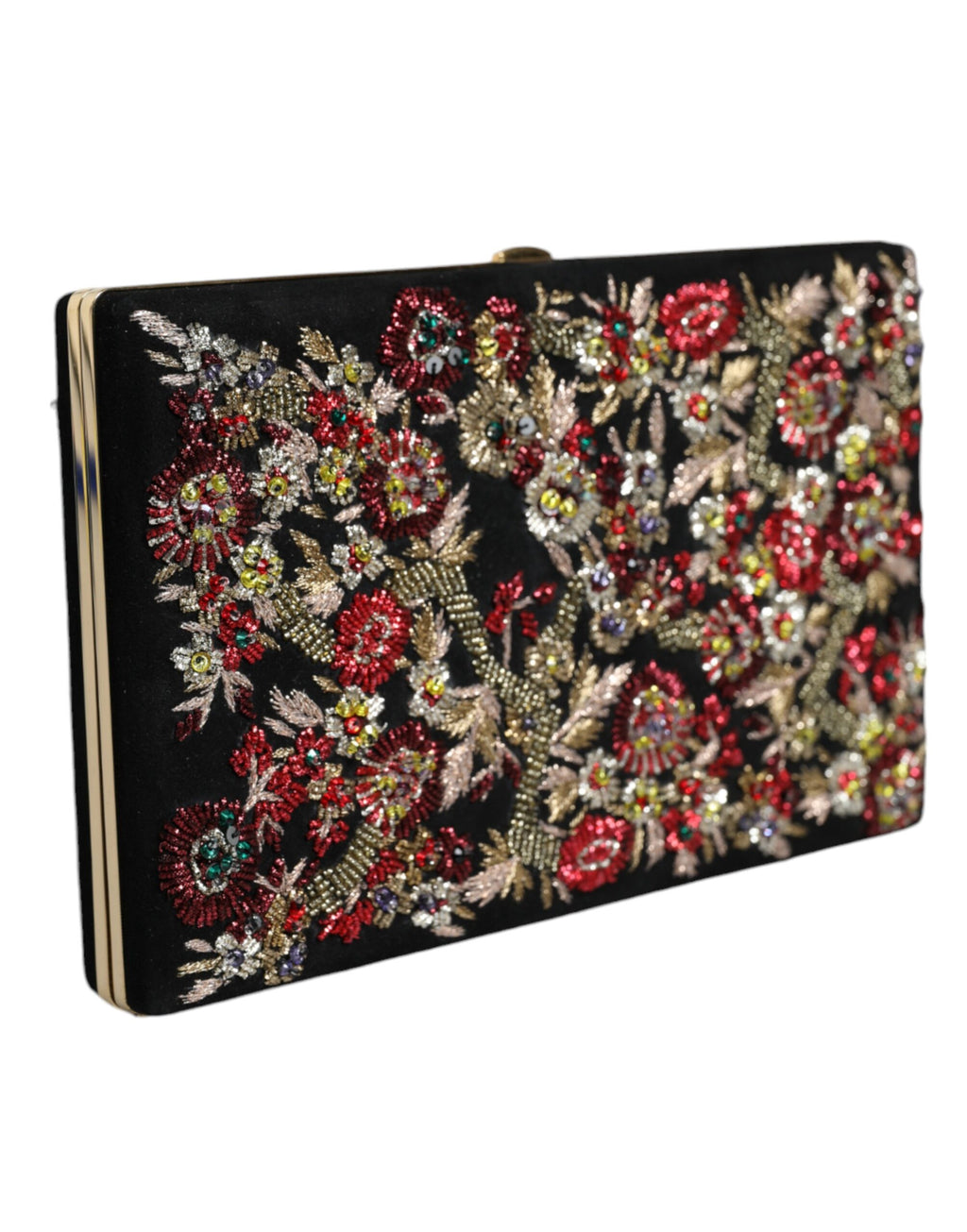 Dolce & Gabbana Bolsa de Mão Clutch Floral Multicolorida com Armação Dourada
