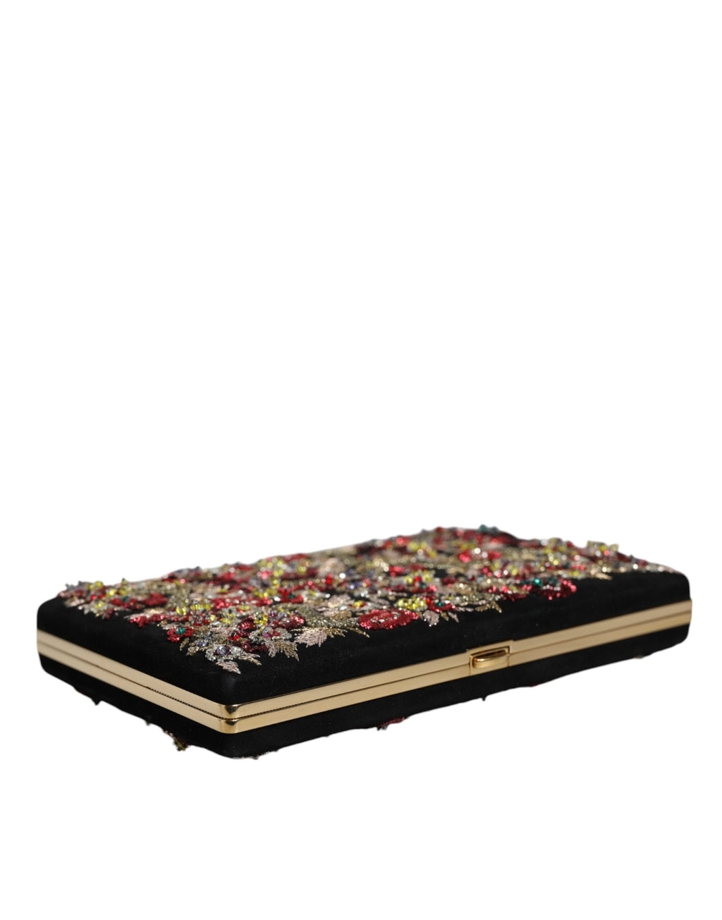Dolce & Gabbana Bolsa de Mão Clutch Floral Multicolorida com Armação Dourada