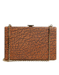 Bolsa Transversal Mini Clutch Marrom em Couro com Armação Dourada Dolce & Gabbana