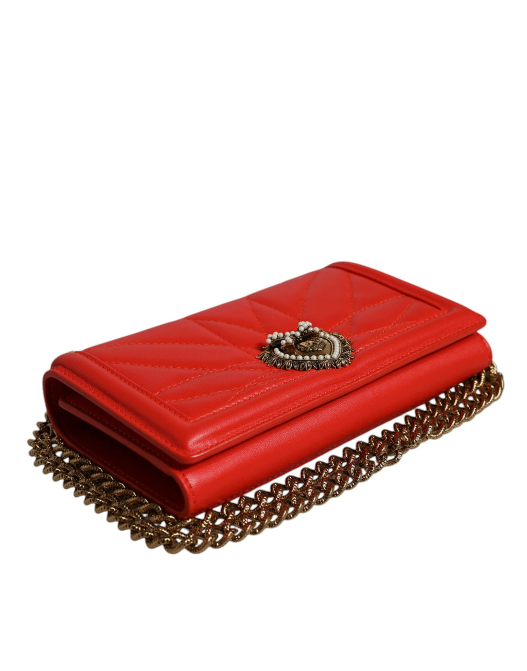Bolsa Transversal Porta Celular Dolce & Gabbana Devotion Acolchoada Vermelha com Corrente
