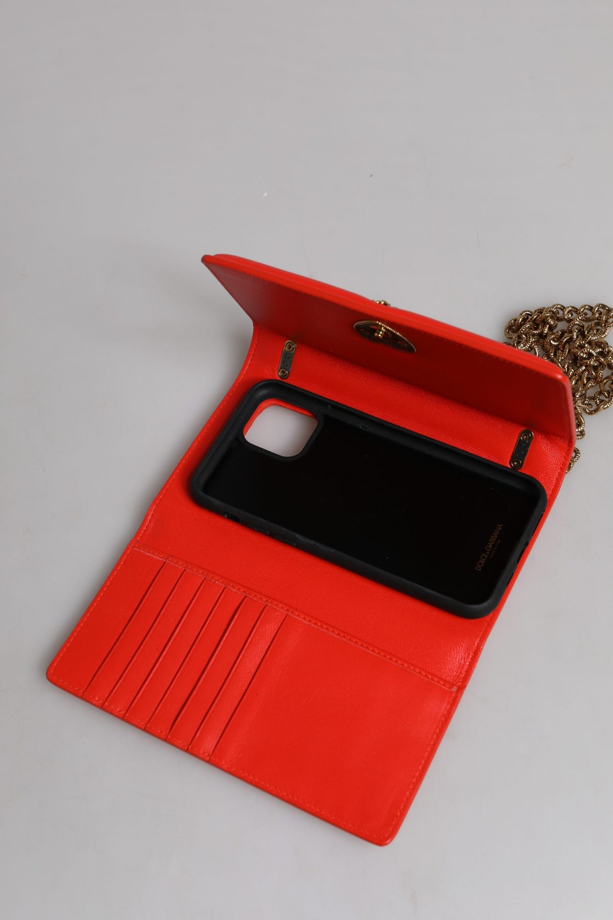 Bolsa Transversal Porta Celular Dolce & Gabbana Devotion Acolchoada Vermelha com Corrente
