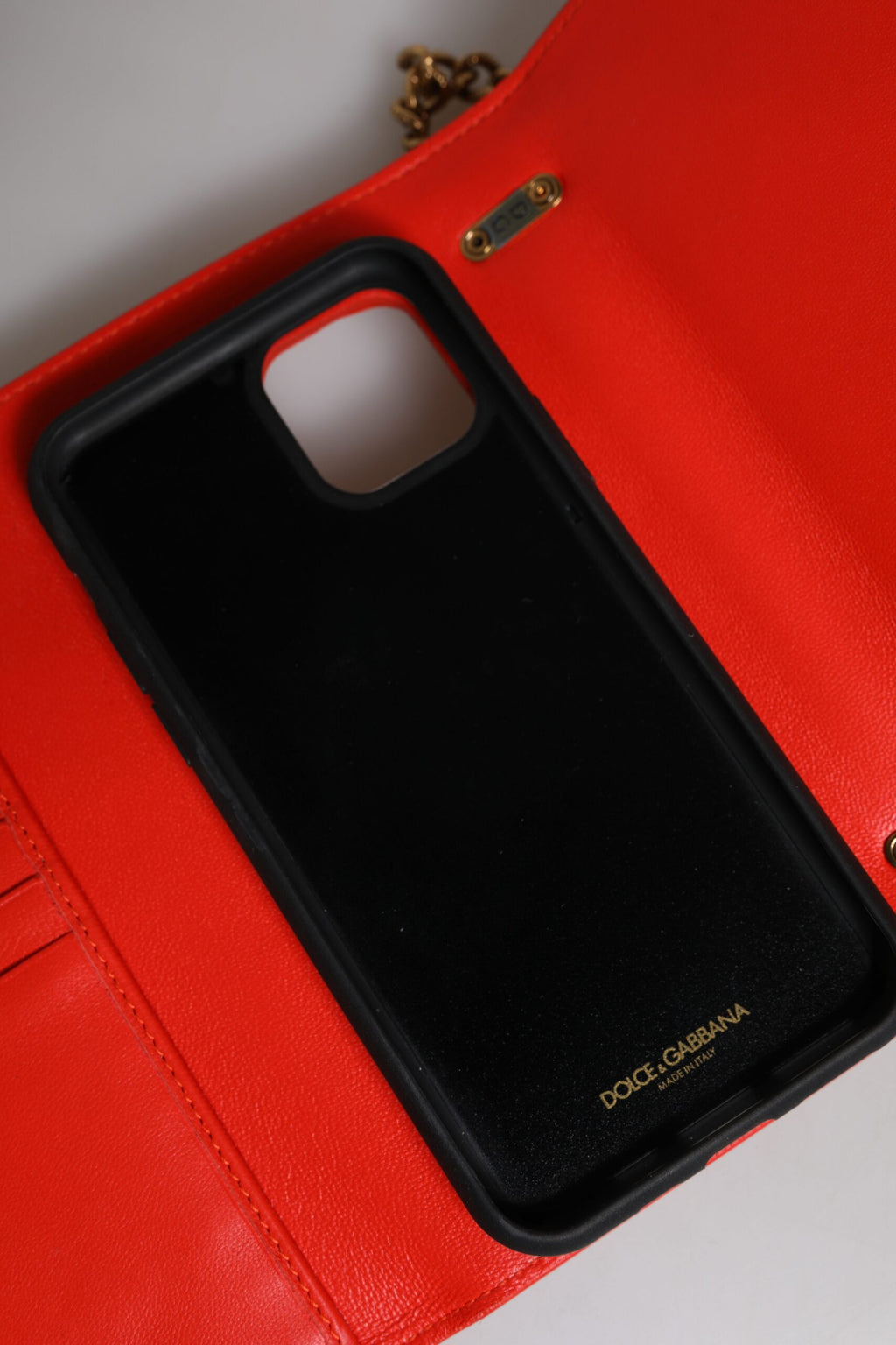 Bolsa Transversal Porta Celular Dolce & Gabbana Devotion Acolchoada Vermelha com Corrente