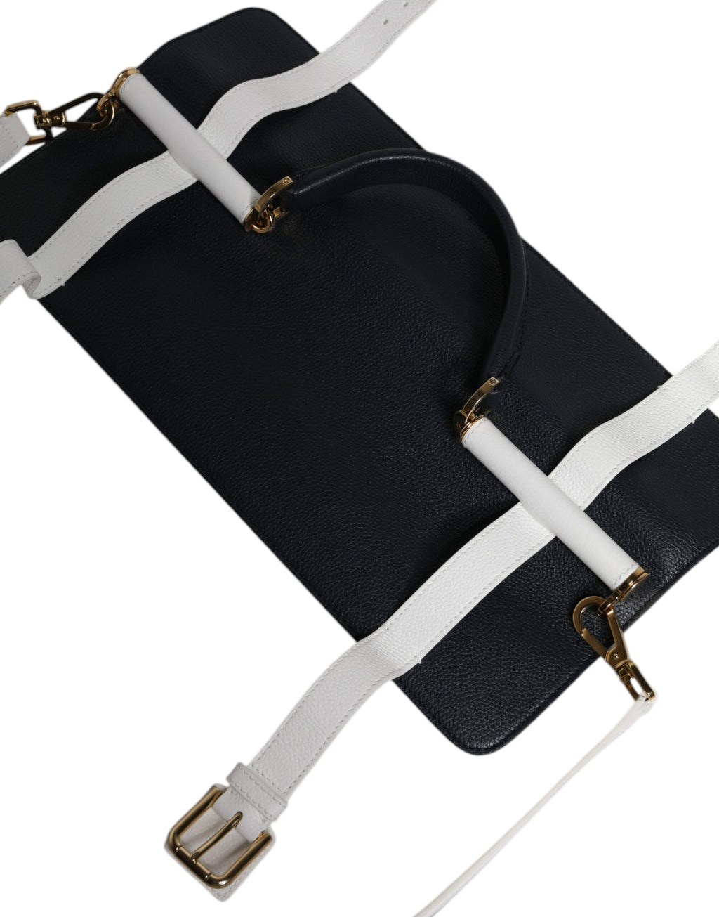 Bolsa Transversal de Couro de Vitelo Branca e Azul Dolce & Gabbana