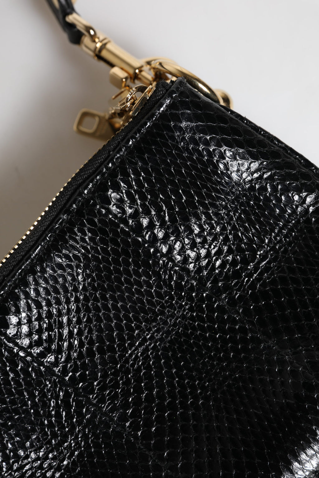 Dolce & Gabbana Black Exotic Leather Shoulder Sling Clutch Bag