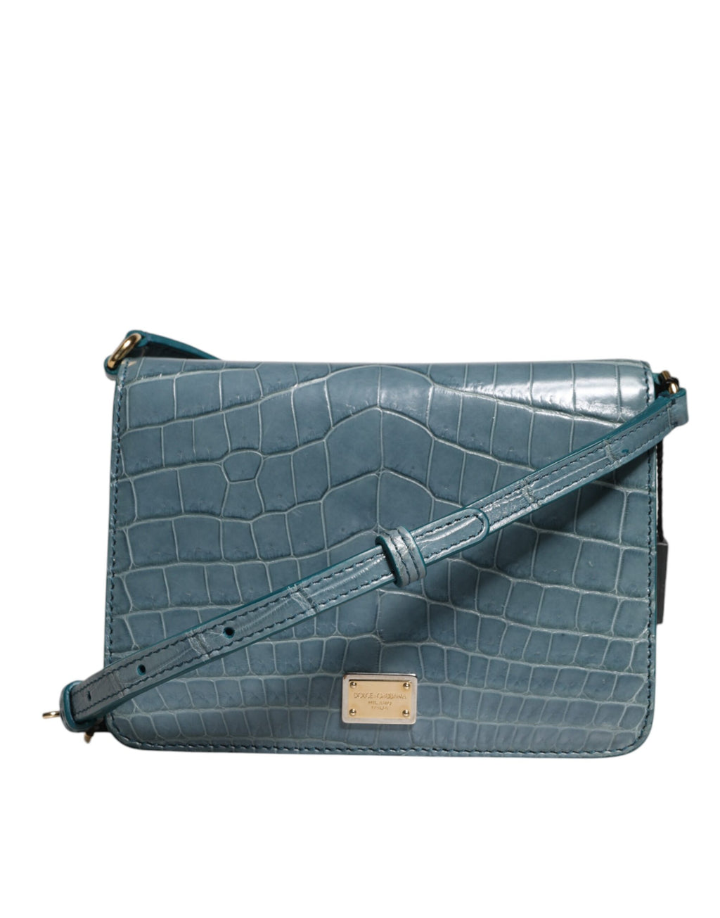 Minibolsa transversal Dolce & Gabbana de couro exótico verde com placa DG