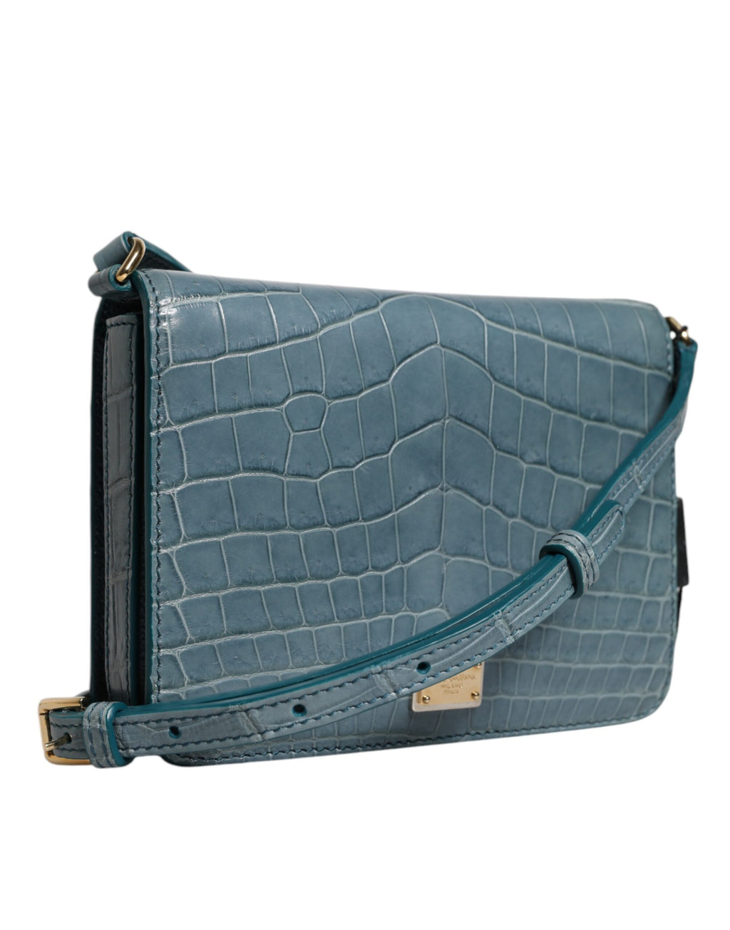 Minibolsa transversal Dolce & Gabbana de couro exótico verde com placa DG