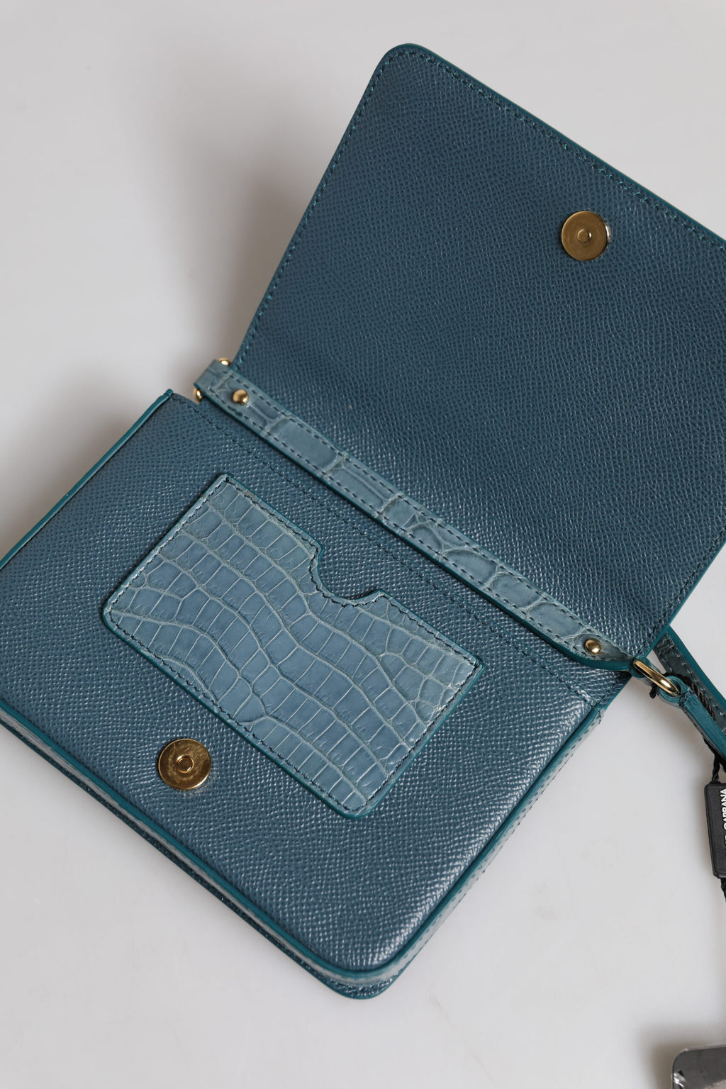 Minibolsa transversal Dolce & Gabbana de couro exótico verde com placa DG