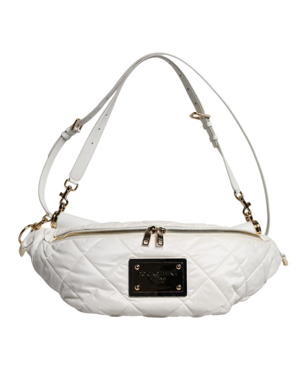 Bolsa De Cintura Dolce & Gabbana Branca Acolchoada Com Logo De Placa