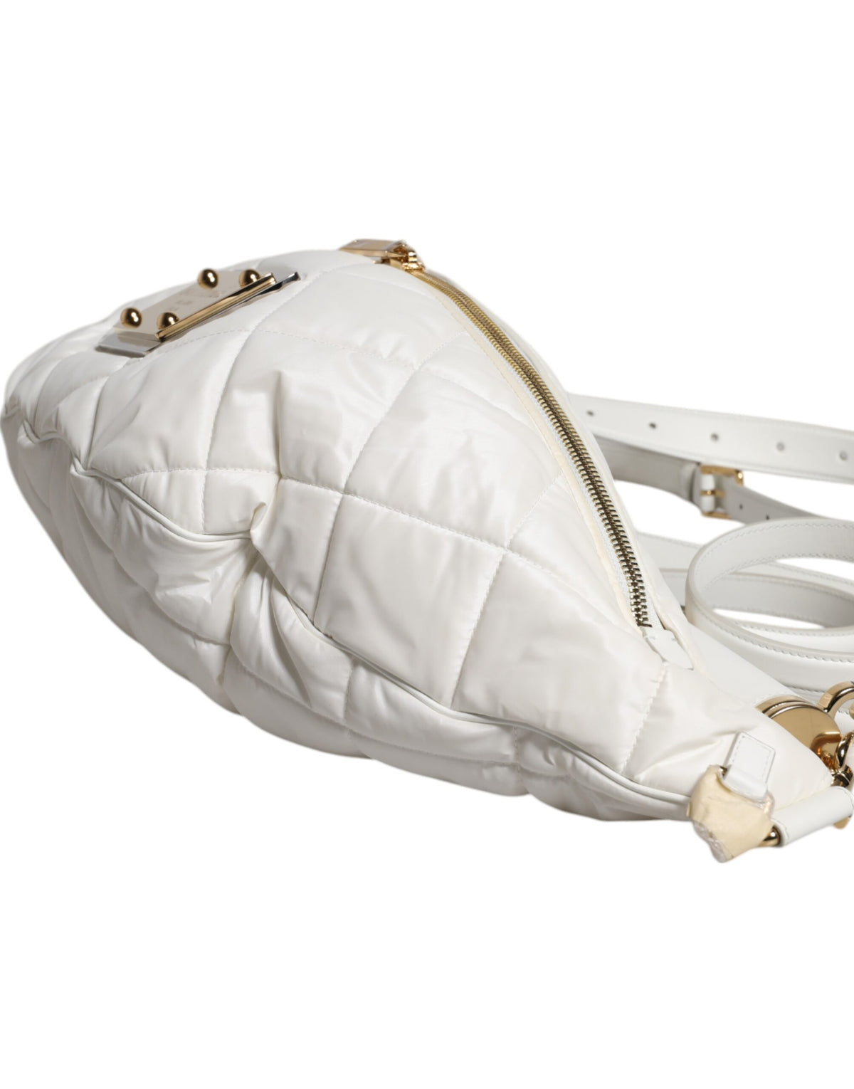 Bolsa De Cintura Dolce & Gabbana Branca Acolchoada Com Logo De Placa